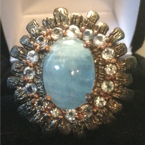 Atlanta Gem & Mineral Show Jewelry - Elegant Genuine Aquamarine Cabochon Ring